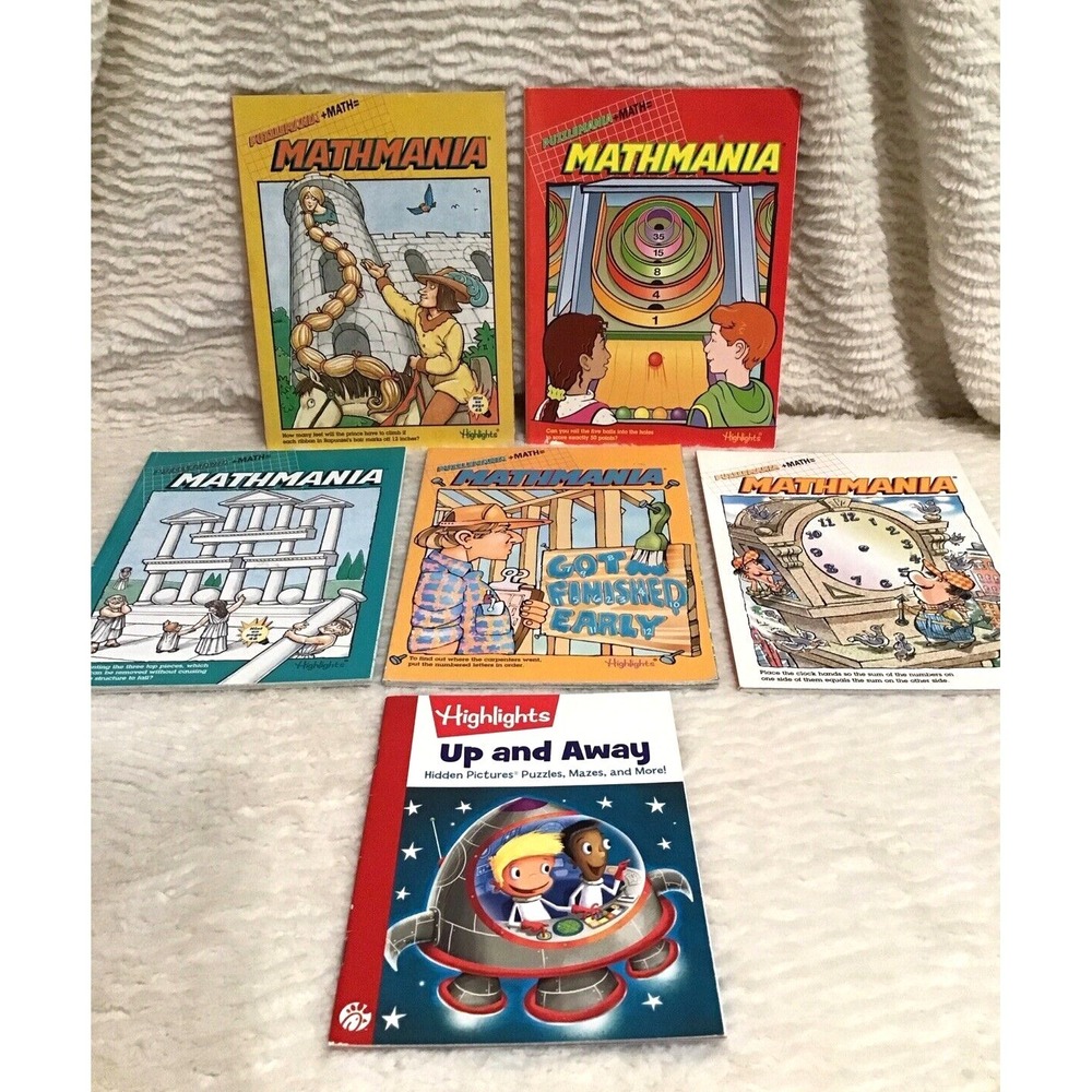 Highlights MATHMANIA Puzzle Books Homeschool Teacher Fun Math Lot of 6 Workbooks